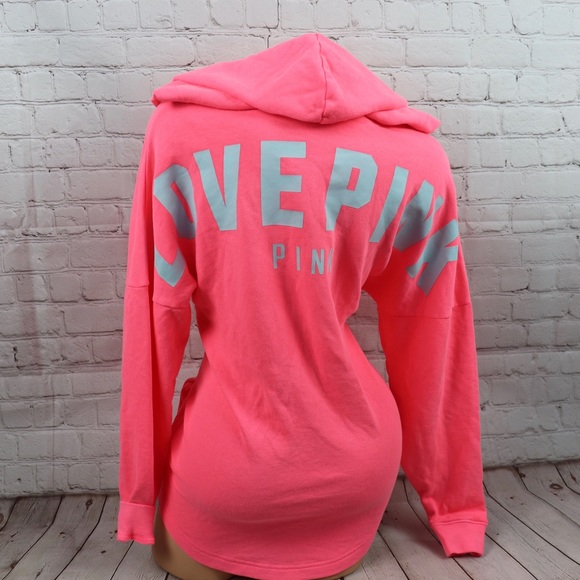 VS PINK Love Pink Lace Up Sweatshirt Hoodie - Picture 7 of 7